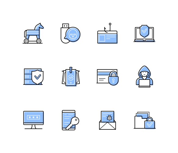 Hacking computers - modern line design style icons vector image