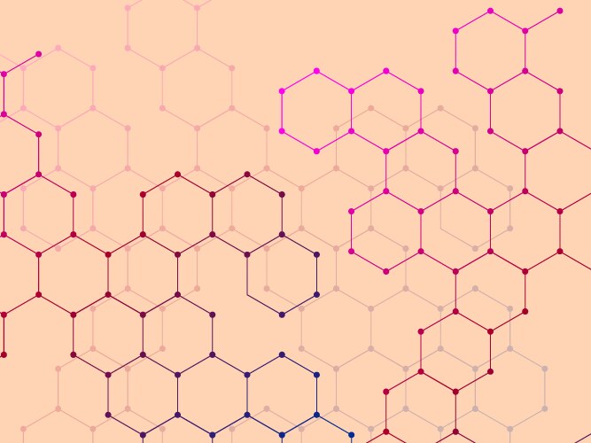 Hexagonal molecules background molecular Vector Image