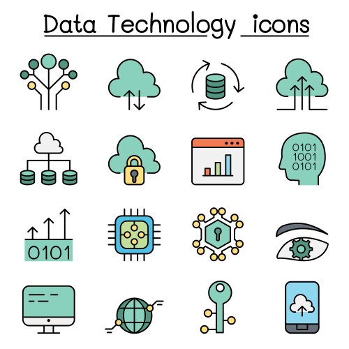 Data technology database cloud computing server vector image