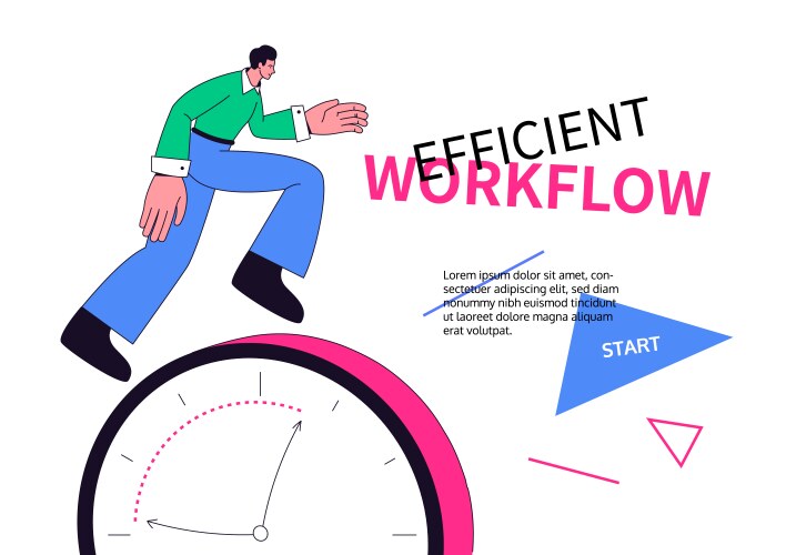 Efficient workflow - modern colorful line design vector image