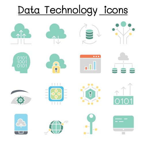 Data technology database cloud computing server vector image