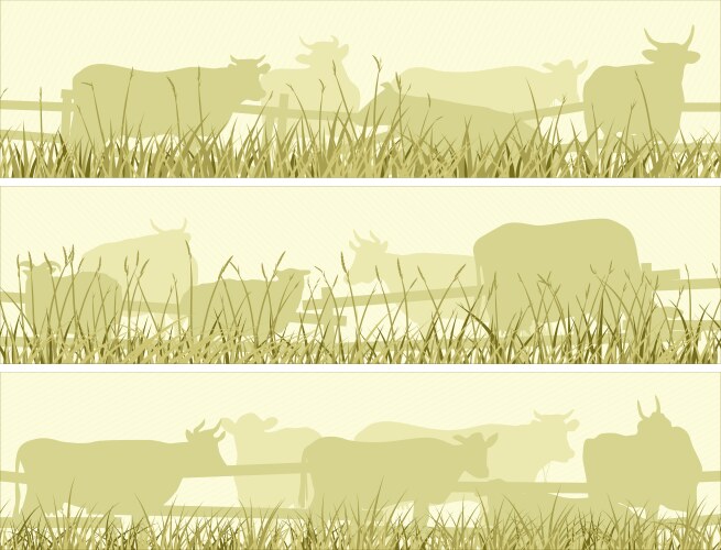 horizontal of grazing farm pets vector