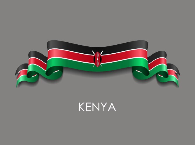 Kenyan flag wavy ribbon background vector image