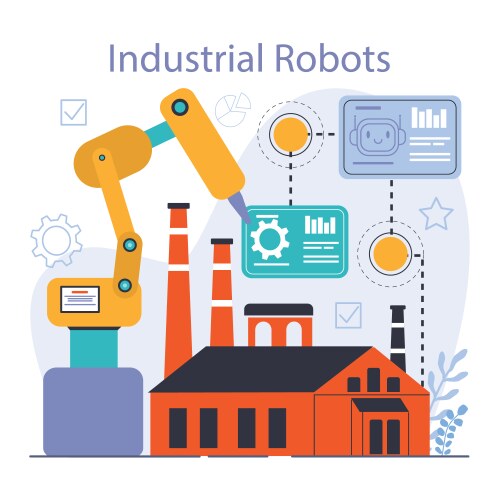 robotic manufacture automated systems or ai vector image