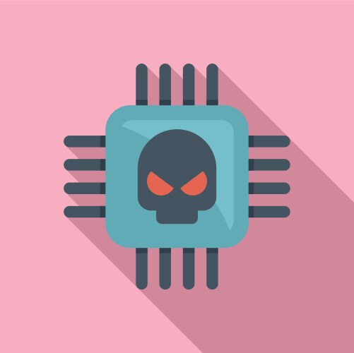 processor malware icon flat virus error vector image