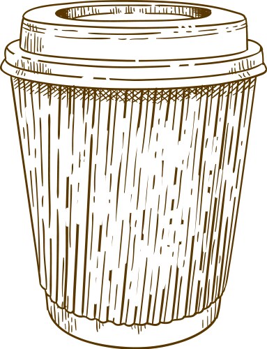 Antique Takeaway Coffee Cup Engraving Vector Image