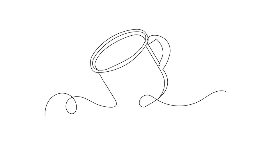 Single Line Coffee Mug Sketch Vector Image
