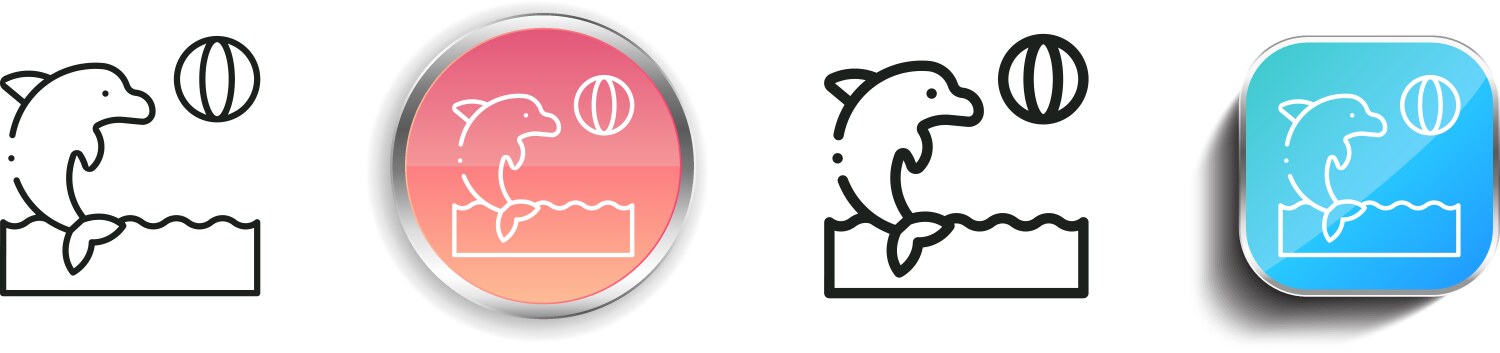 Dolphin icon thin linear regular and button style vector image
