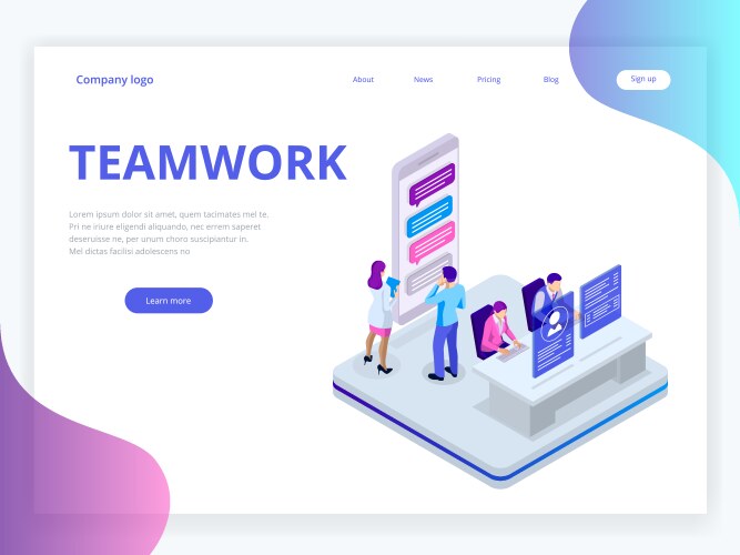 isometric business teamwork concept vector image