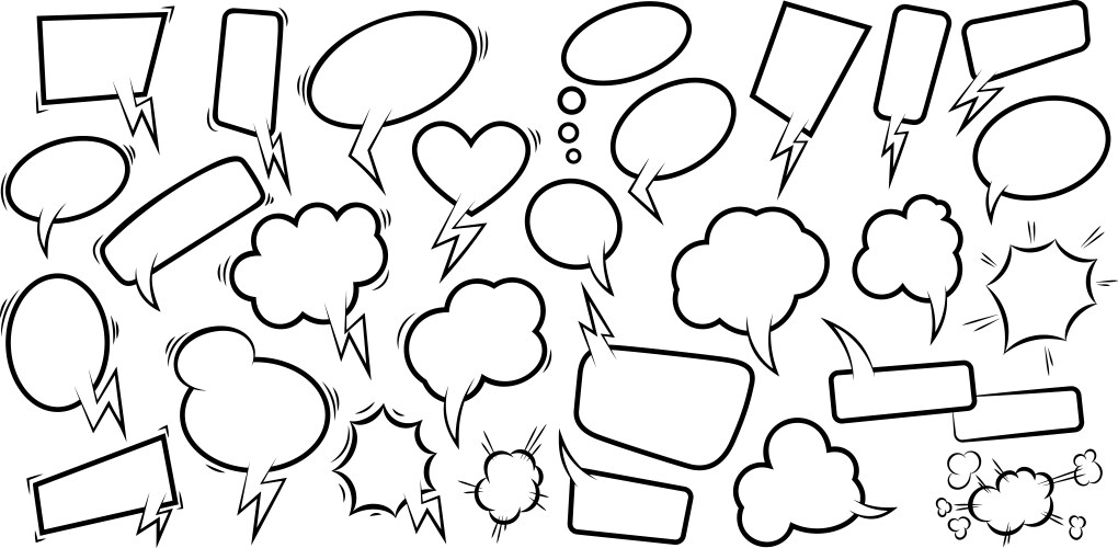 Set of comic style speech bubbles with sound text Vector Image