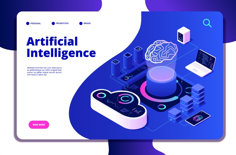 artificial intelligence landing ai smart digital vector image vector image