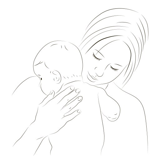 Mother and newborn sketch vector image