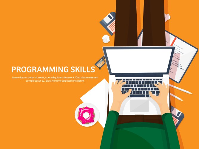 Programmingcoding flat computing background vector image