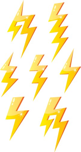 Lightning bolt icons set Royalty Free Vector Image