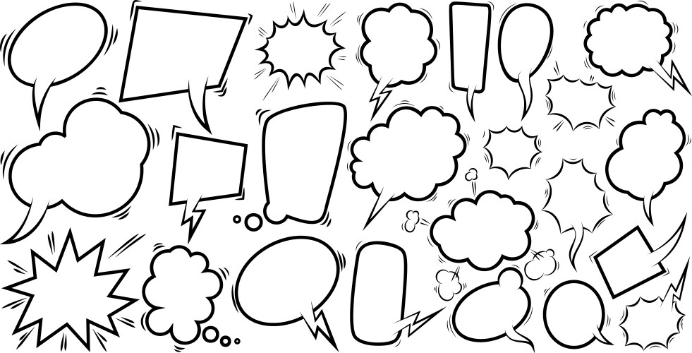 Set of comic style speech bubbles with sound text Vector Image