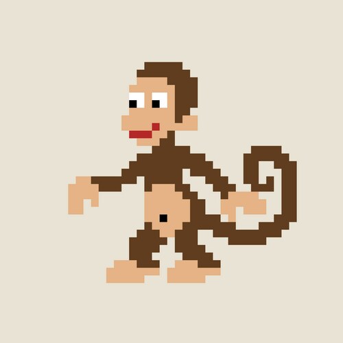 8 bit pixel funny monkey cartoon drawing Vector Image