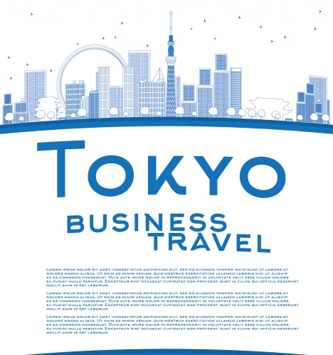 Outline tokyo skyline vector image