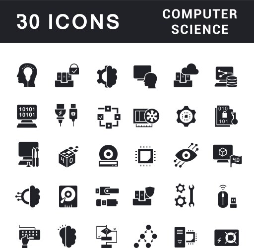 Set simple icons computer science vector image