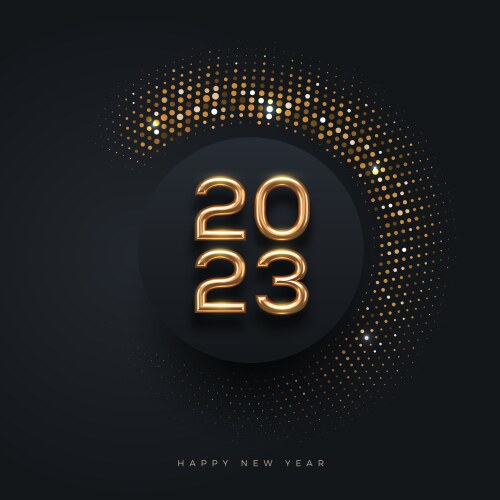 2023 new year luxury logo with golden halftone vector image