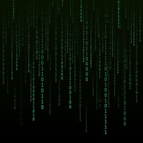 Binary matrix background digital data stream vector image