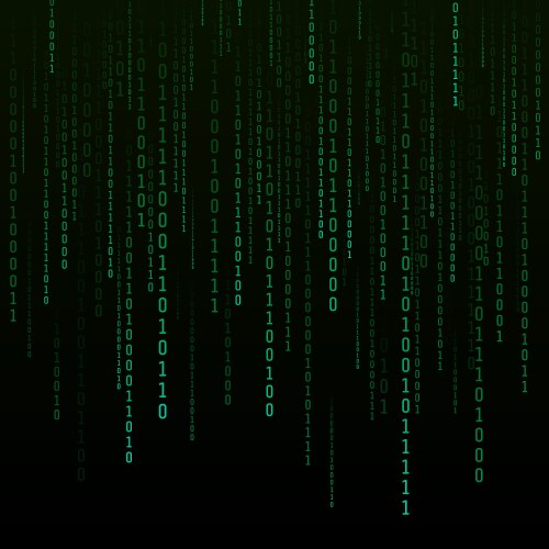 Binary matrix background digital data stream vector image