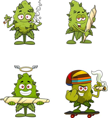 Funny marijuana bud cartoon characters Vector Image