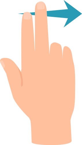 Open hand using two fingers to scroll horizontally vector image