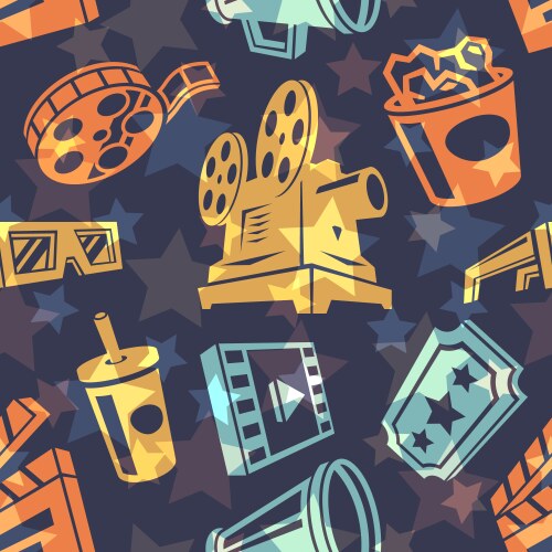 Cartoon cute hand drawn cinema seamless pattern Vector Image