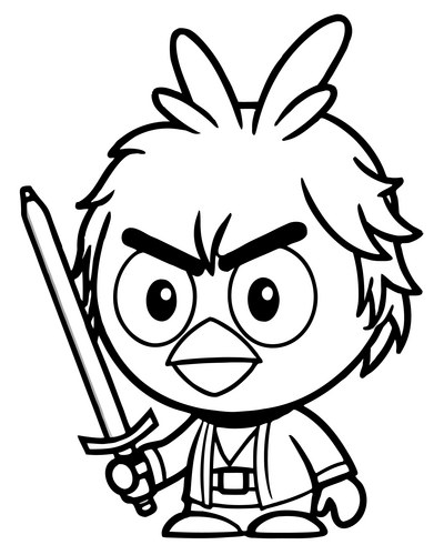 Cartoon Bird Warrior with Sword Vector Image