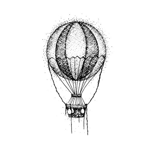 Dotwork hot air balloon Vector Image