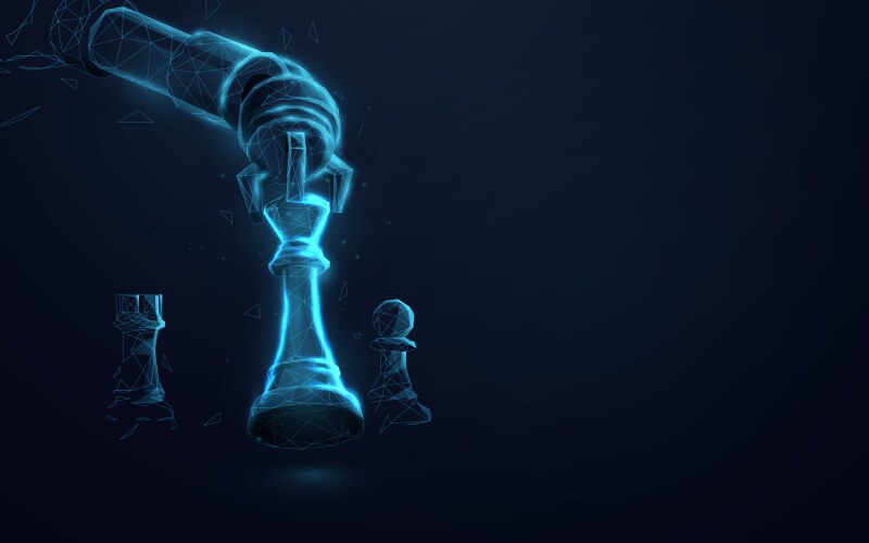 Robot arm playing chess artificial intelligence vector image