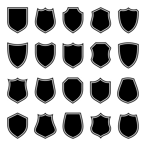 set of various vintage shield icons black vector image