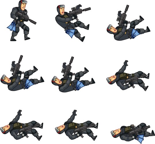 Falling Commando Sprite - Game Art Royalty Free Vector Image