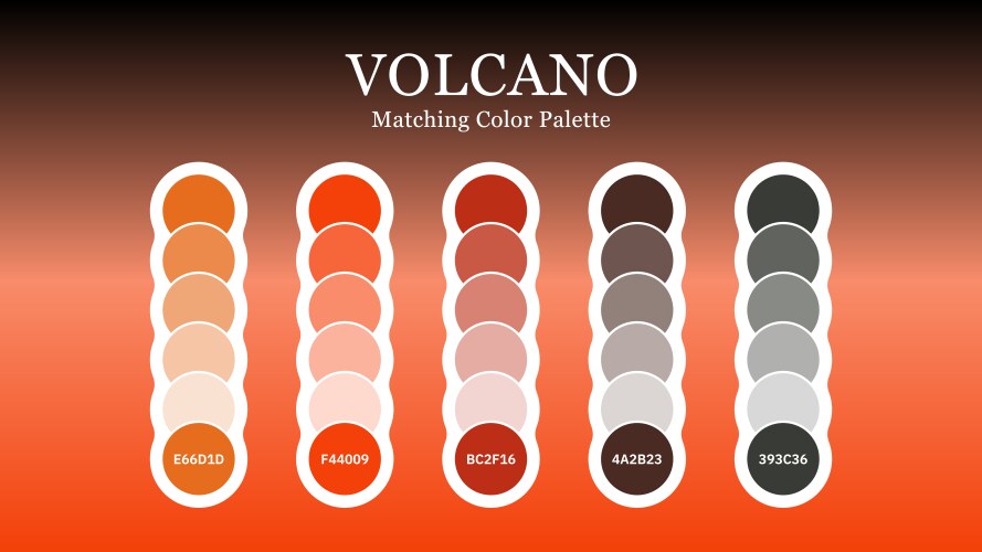 Set of volcano color palette combination in rgb vector image