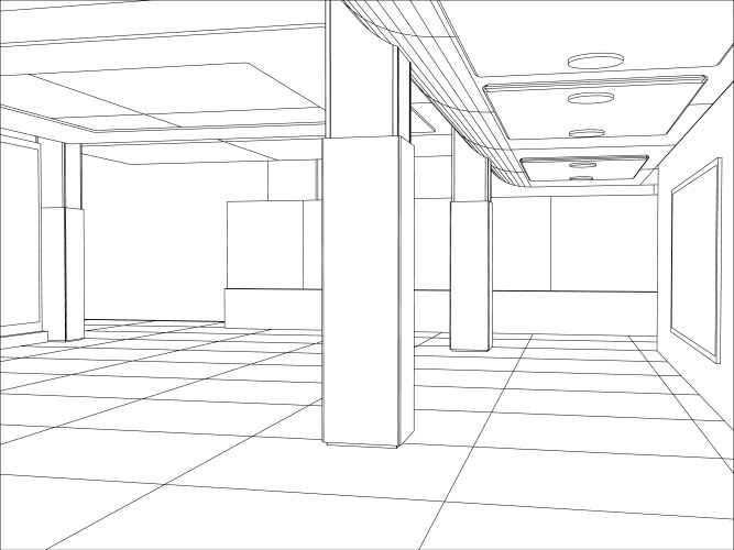 Hall of an outline sketch vector image