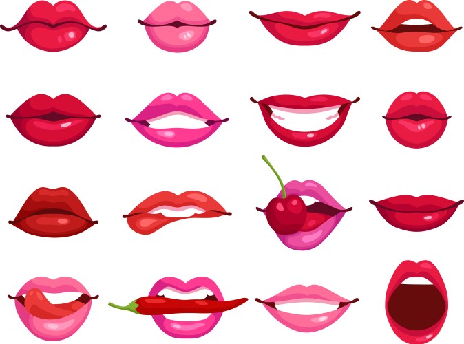 Lips cartoon set vector image