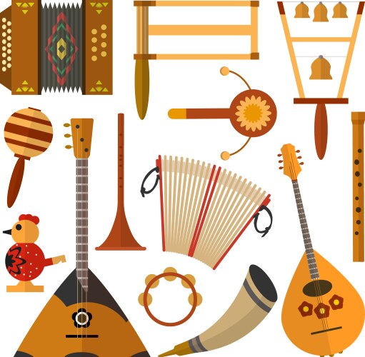 set of russian folk music instruments vector