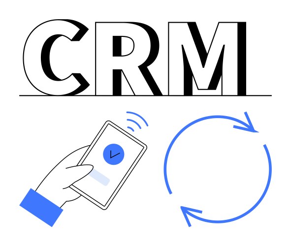 Crm concept with mobile integration and workflow vector image