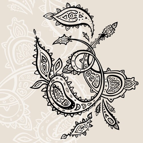 Beautiful hand drawing paisley flower design Vector Image