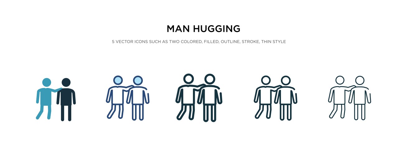 Man hugging icon in different style two colored vector image