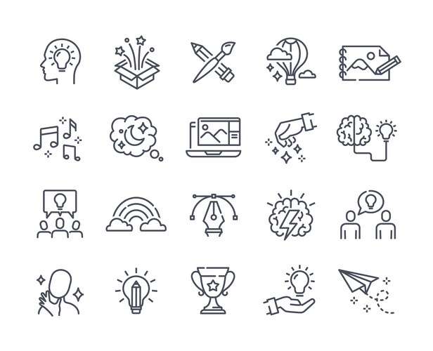 Brainstorming line icon concept – Royalty-Free Vector | VectorStock