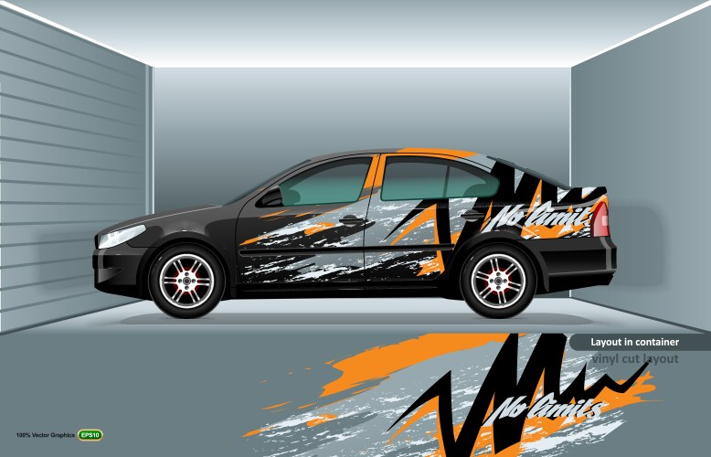 Mockup a black sedan car in layers ready Vector Image