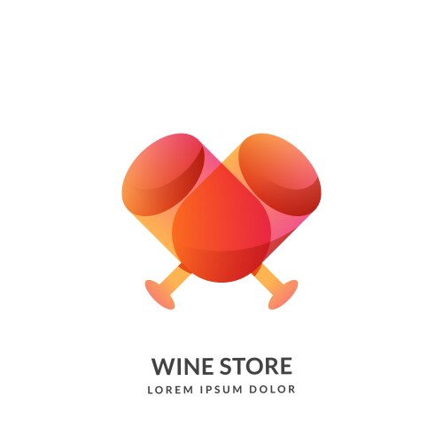 two red wine glasses make heart shape store vector