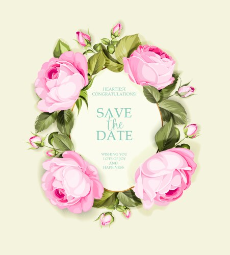 Vintage floral greeting card with pink Royalty Free Vector