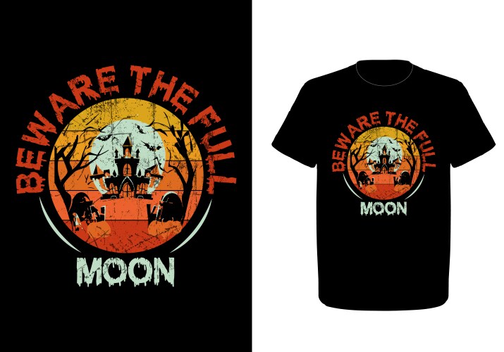 Full Moon Halloween T-Shirt Vector Image