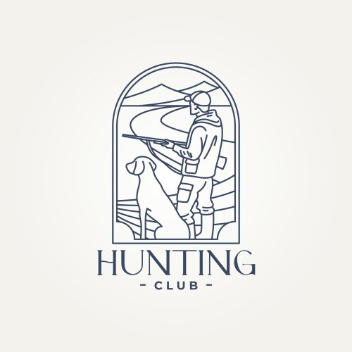 Minimalist duck hunting club line art icon logo Vector Image