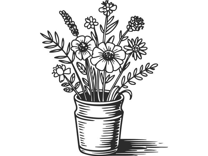 Wildflower Bouquet Sketch Vector Image