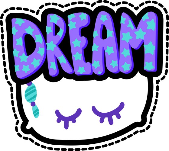 Pillow with dream lettering stitched frame patch Vector Image