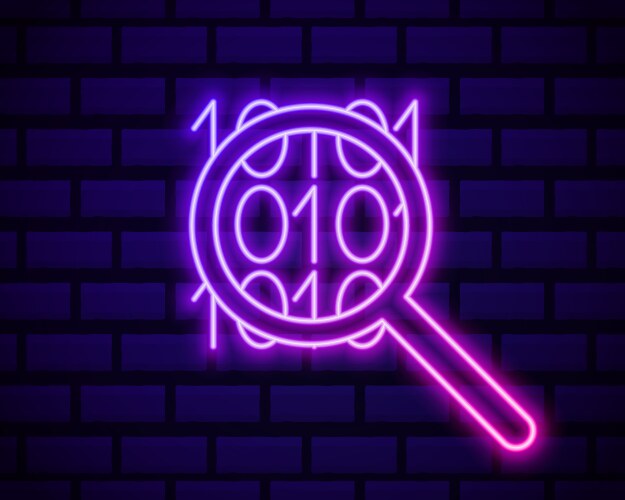 Glowing Binary Code Neon Icon vector image