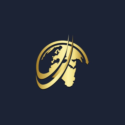 Round arrow globe technology gold logo Royalty Free Vector